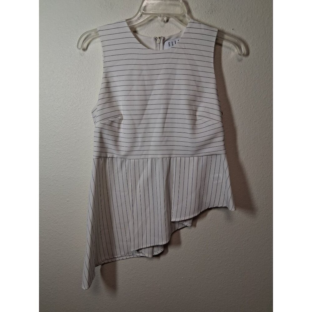 Elle Blouse Business Casual Asymmetrical Party Y2K Clubwear Size Small White